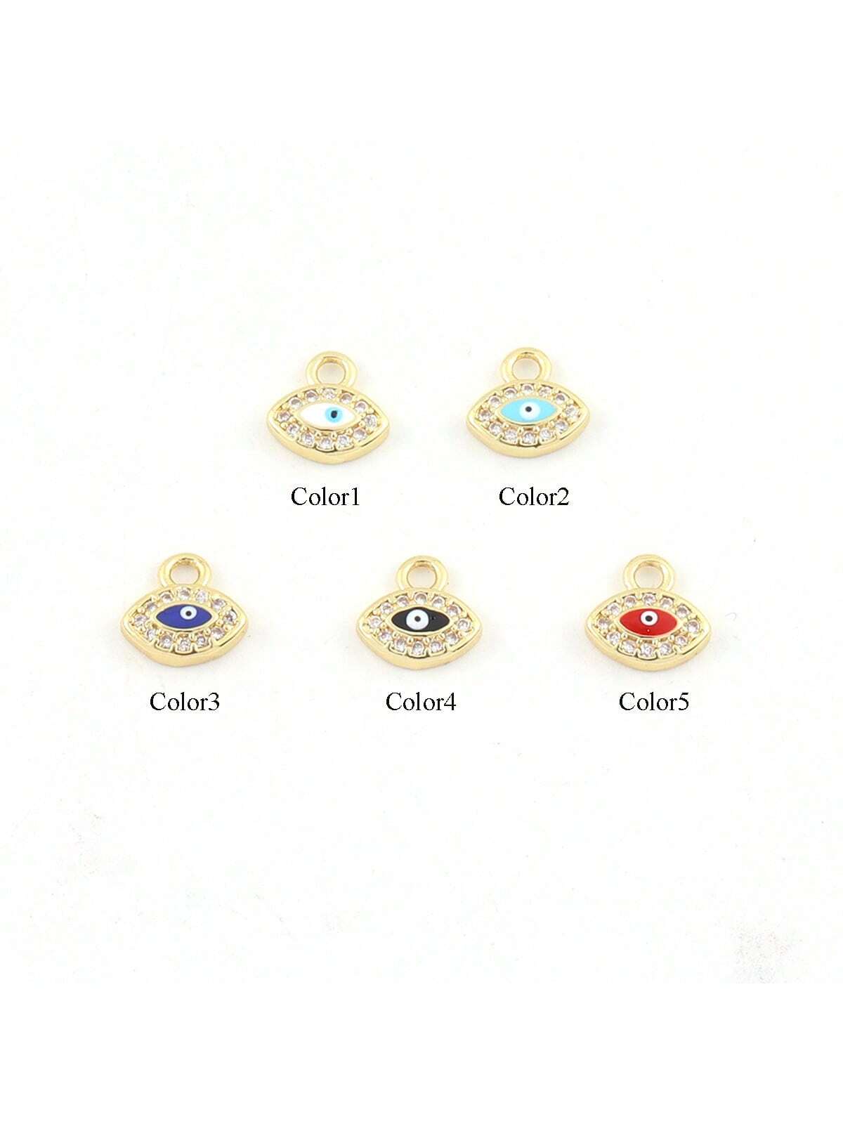 1pc New Fashion Colorful Pave Zirconia Eye Pendant Golden Stainless Steel Chain Necklace - Image 4