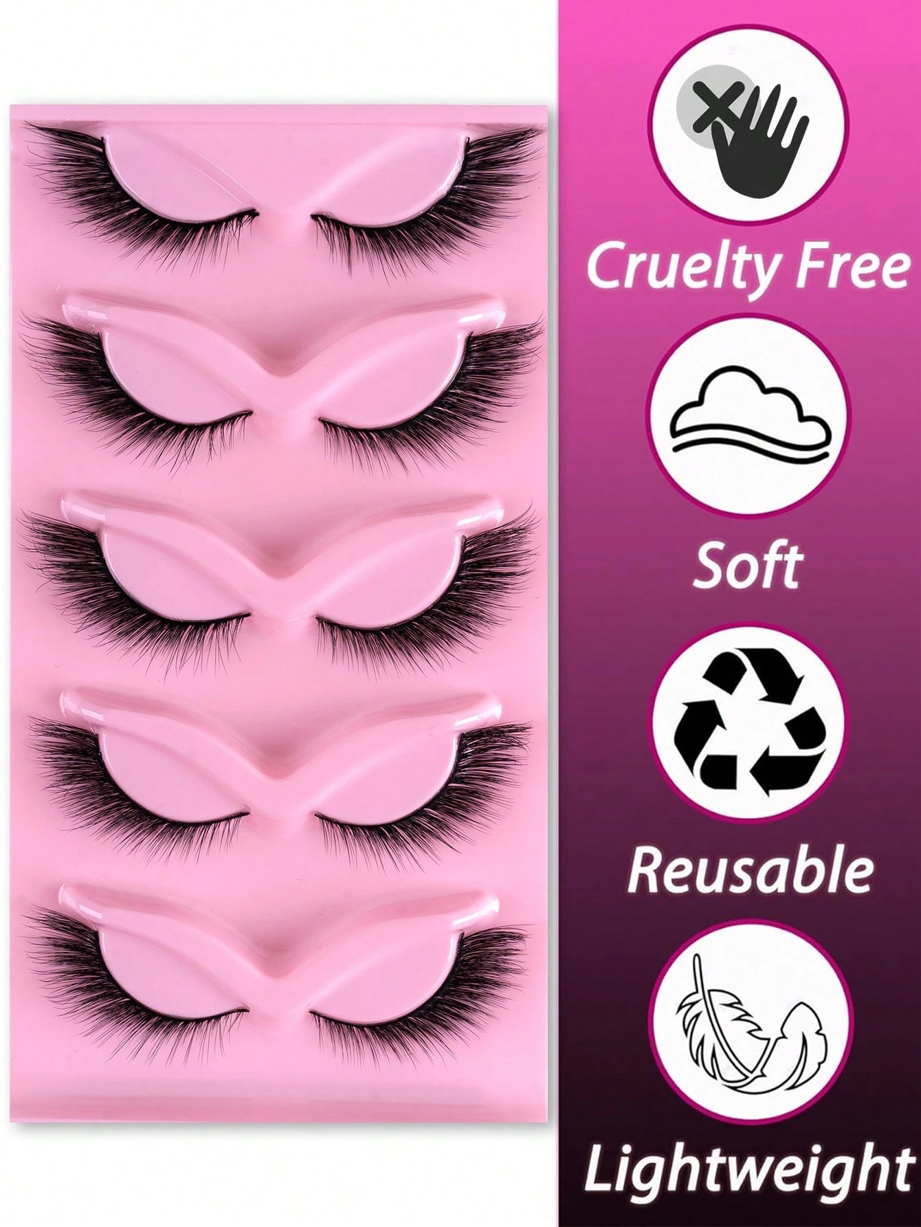 5 Pairs/Pack Cat Eye False Eyelashes Fox Eye Angel Artificial Mink Super Large Curly Fluffy False Eyelashes 6D False Eyelashes - Image 4
