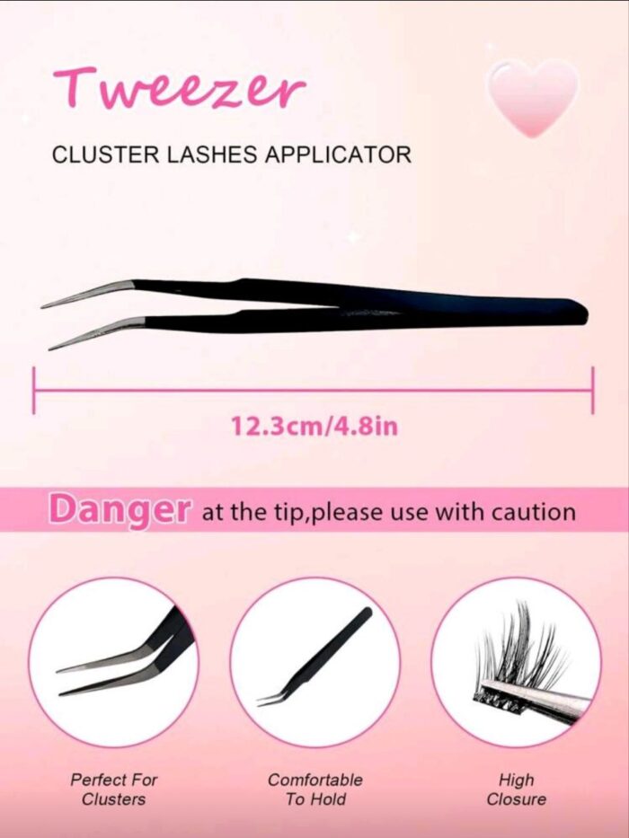 60Pcs C Curl Self Adhesive Individual Cluster Lashes Kit 8-16mm DIY Lash Extension Set With Tweezers And Lash Clurler Press On Segmented Lashes No Glue Needed - Image 7