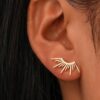 Aomogo Stainless Steel Earrings Delicate Half Circle Sun Design Fashion Gothic Stud Earrings