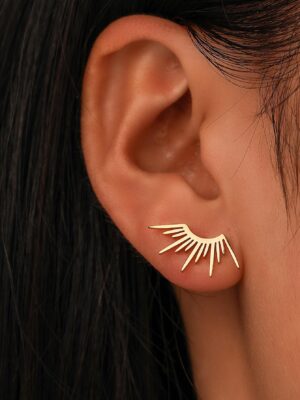 Aomogo Stainless Steel Earrings Delicate Half Circle Sun Design Fashion Gothic Stud Earrings