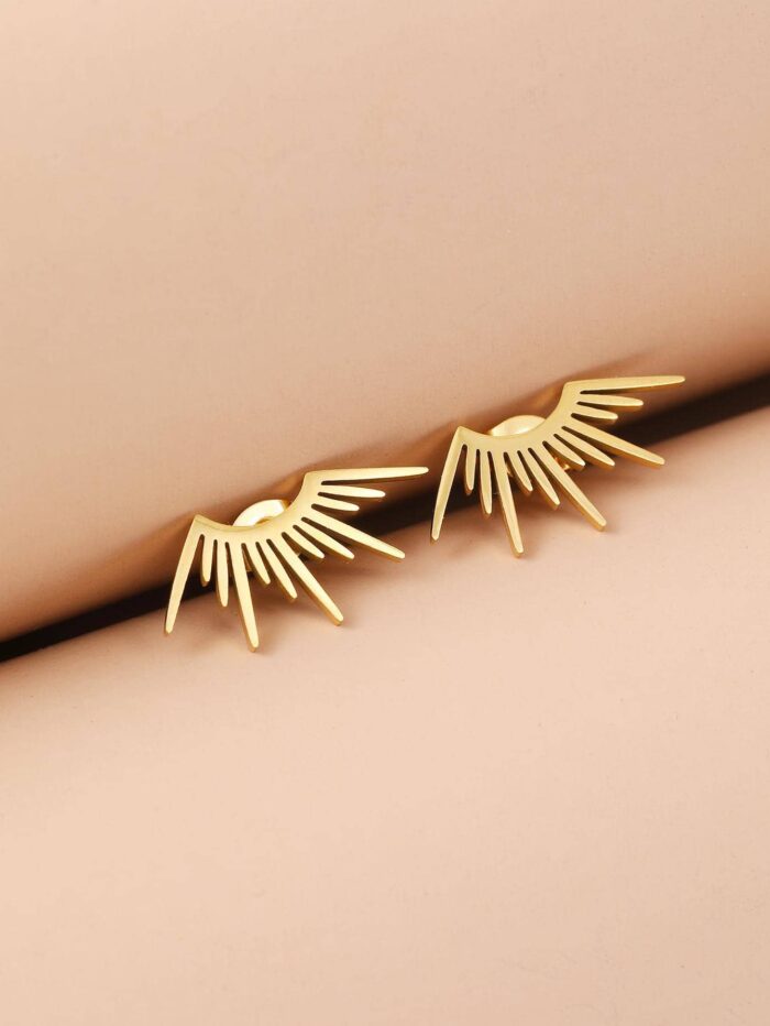 Aomogo Stainless Steel Earrings Delicate Half Circle Sun Design Fashion Gothic Stud Earrings - Image 2