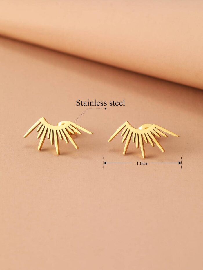 Aomogo Stainless Steel Earrings Delicate Half Circle Sun Design Fashion Gothic Stud Earrings - Image 3