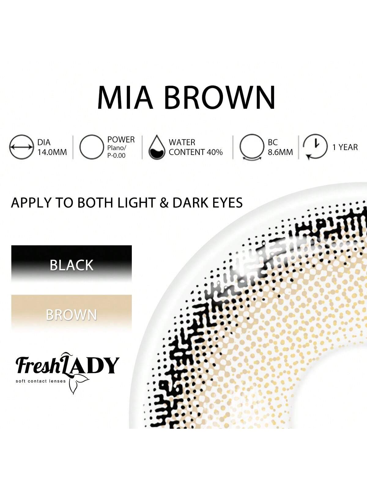 FRESH LADY Aesthetic Eye Look Mia Brown Colored Lenses 1 Year Disposable - Image 5