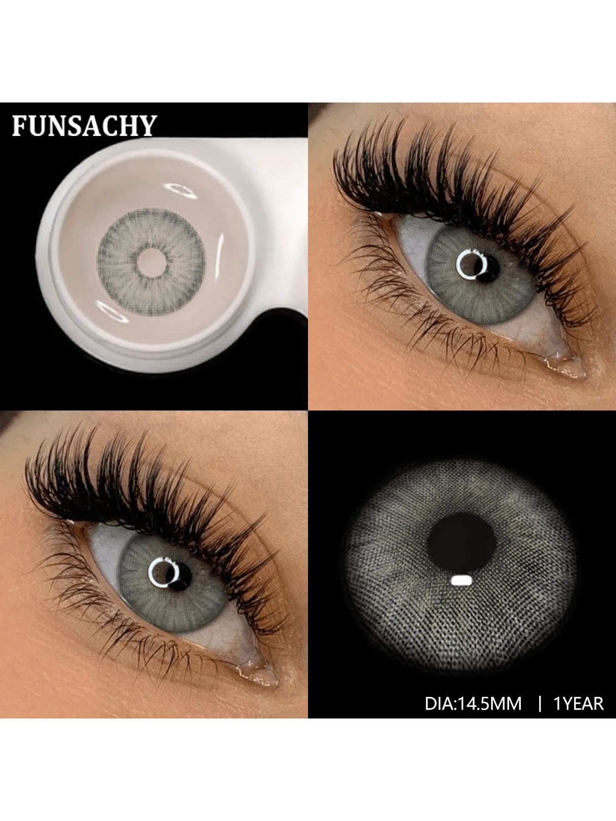 FUNSACHY Gray Colored Contact Lenses Natural Look