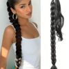 Ponytail Extensions Synthetic Boxing Braids Ponytail Hair Rope For Women High Temperature Fiber Black / 28 inchPonytail