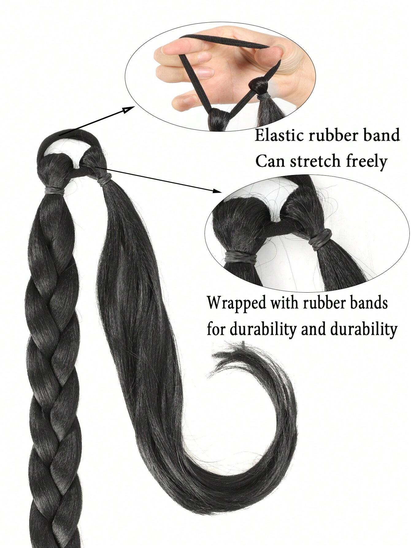 Ponytail Extensions Synthetic Boxing Braids Ponytail Hair Rope For Women High Temperature Fiber Black / 28 inchPonytail - Image 6