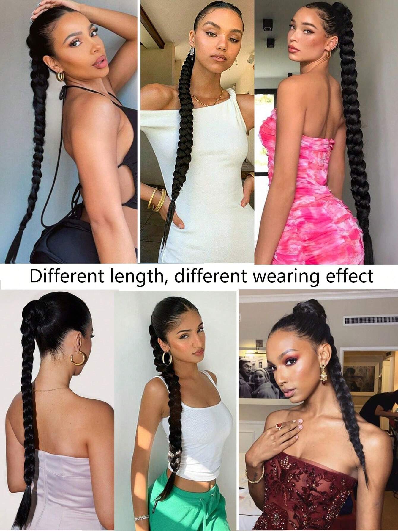 Ponytail Extensions Synthetic Boxing Braids Ponytail Hair Rope For Women High Temperature Fiber Black / 28 inchPonytail - Image 7