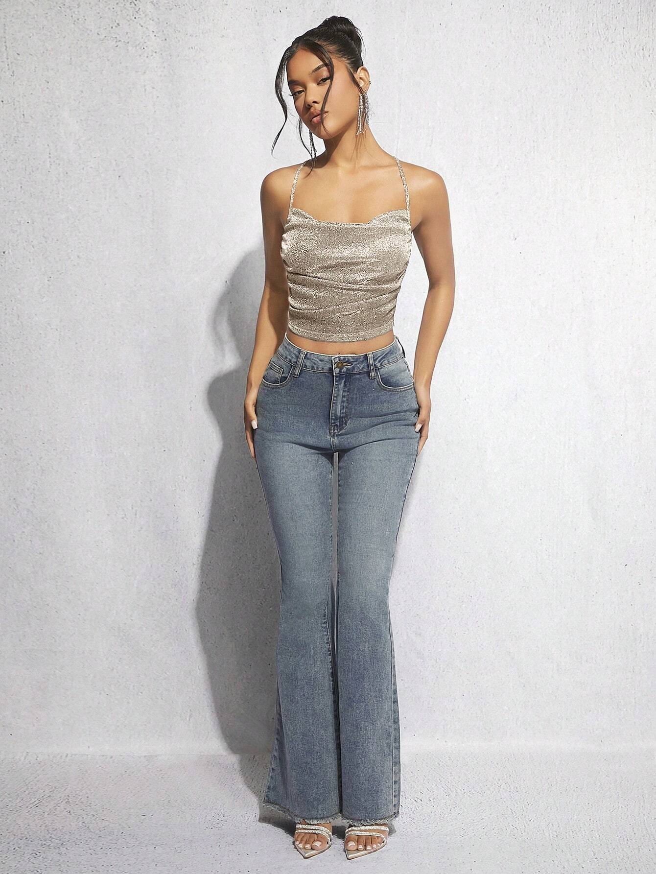 SHEIN BAE Women's Fashionable Slim Sequin Detailing Camisole, Going Out Top - Image 5