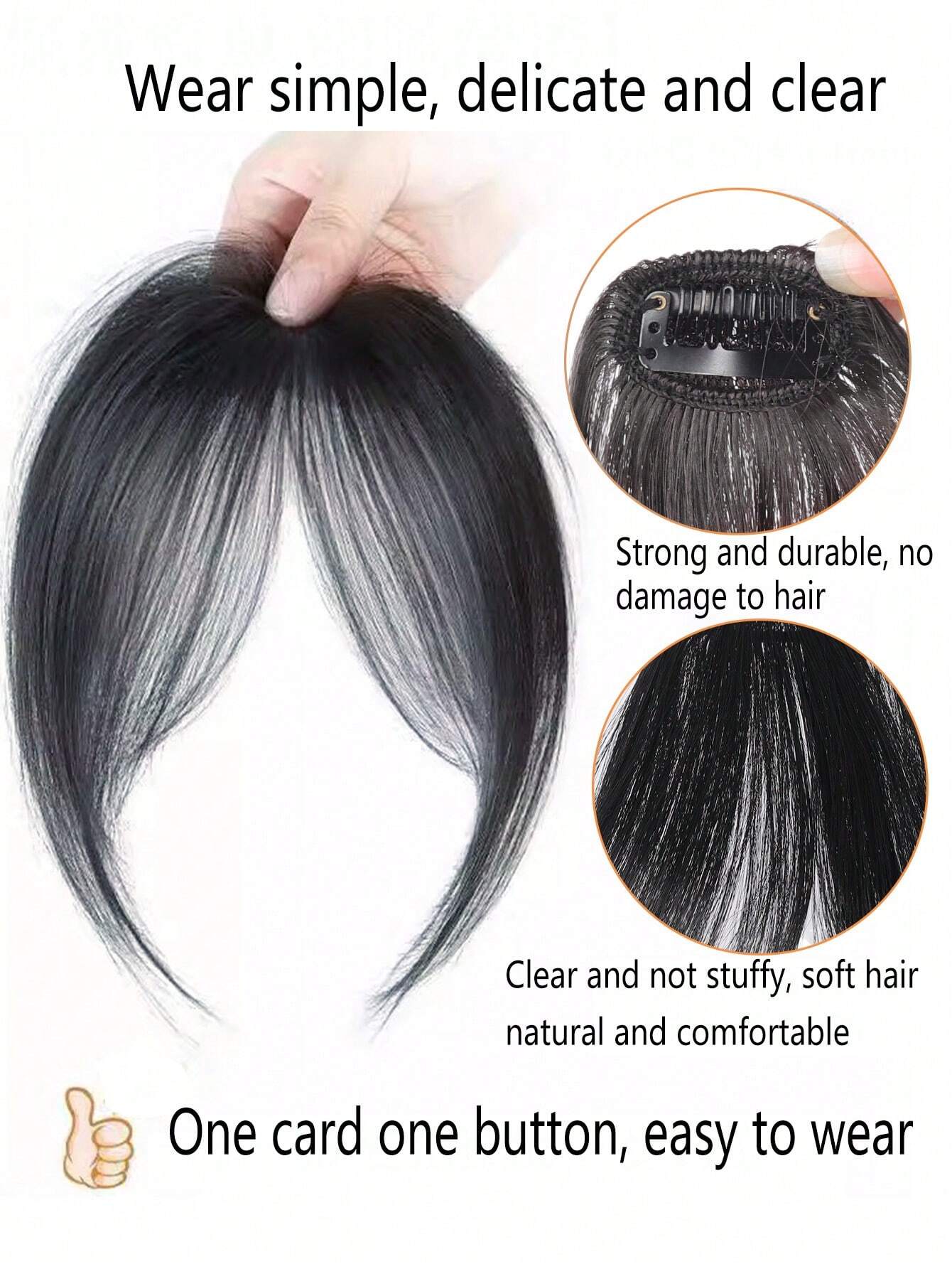 Synthetic Bangs Wig For Women With Natural Side Bangs Fluffy And Add Hair Flipper Bangs - Image 2