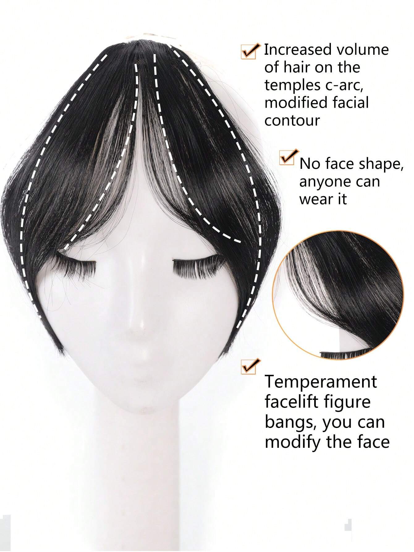 Synthetic Bangs Wig For Women With Natural Side Bangs Fluffy And Add Hair Flipper Bangs - Image 3