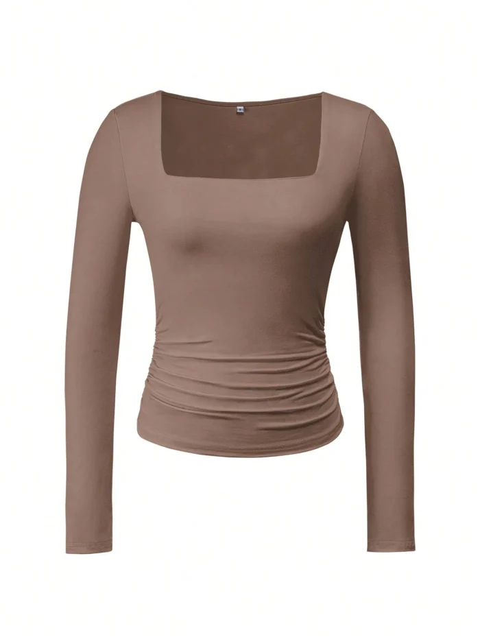 Vaiaye Y2K Long Sleeved Square Neck Slim Fit Temperament T Shirt - Image 3