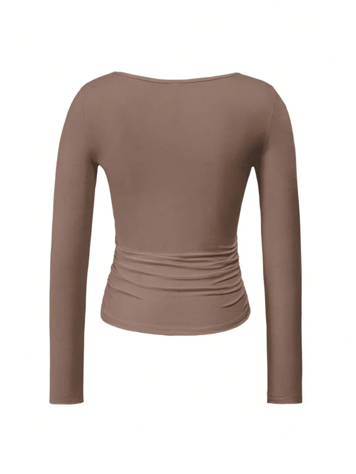 Vaiaye Y2K Long Sleeved Square Neck Slim Fit Temperament T Shirt - Image 4