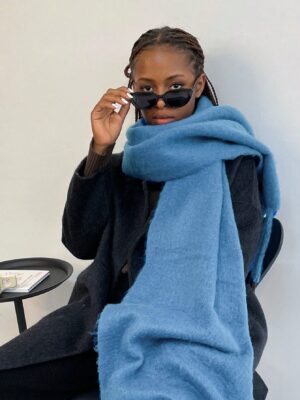 1pc Women's Fuzzy Long Scarf With Tassel For Winter