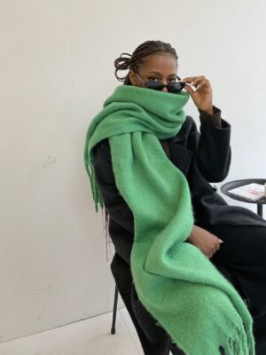 1pc Women's Fuzzy Long Scarf With Tassel For Winter