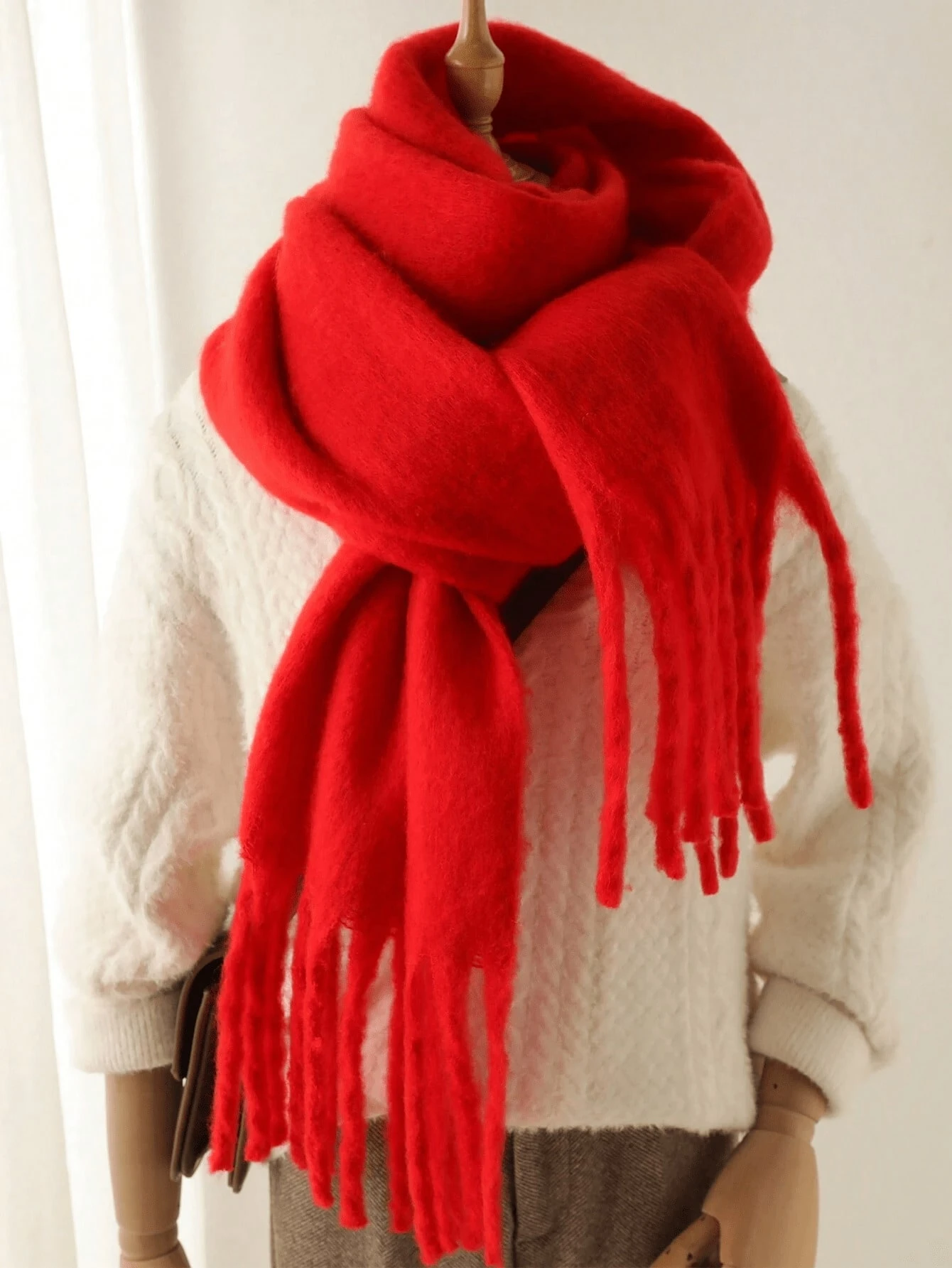 1 Women'solid Color Mohair Scarf Female Autumn Winter - Image 5