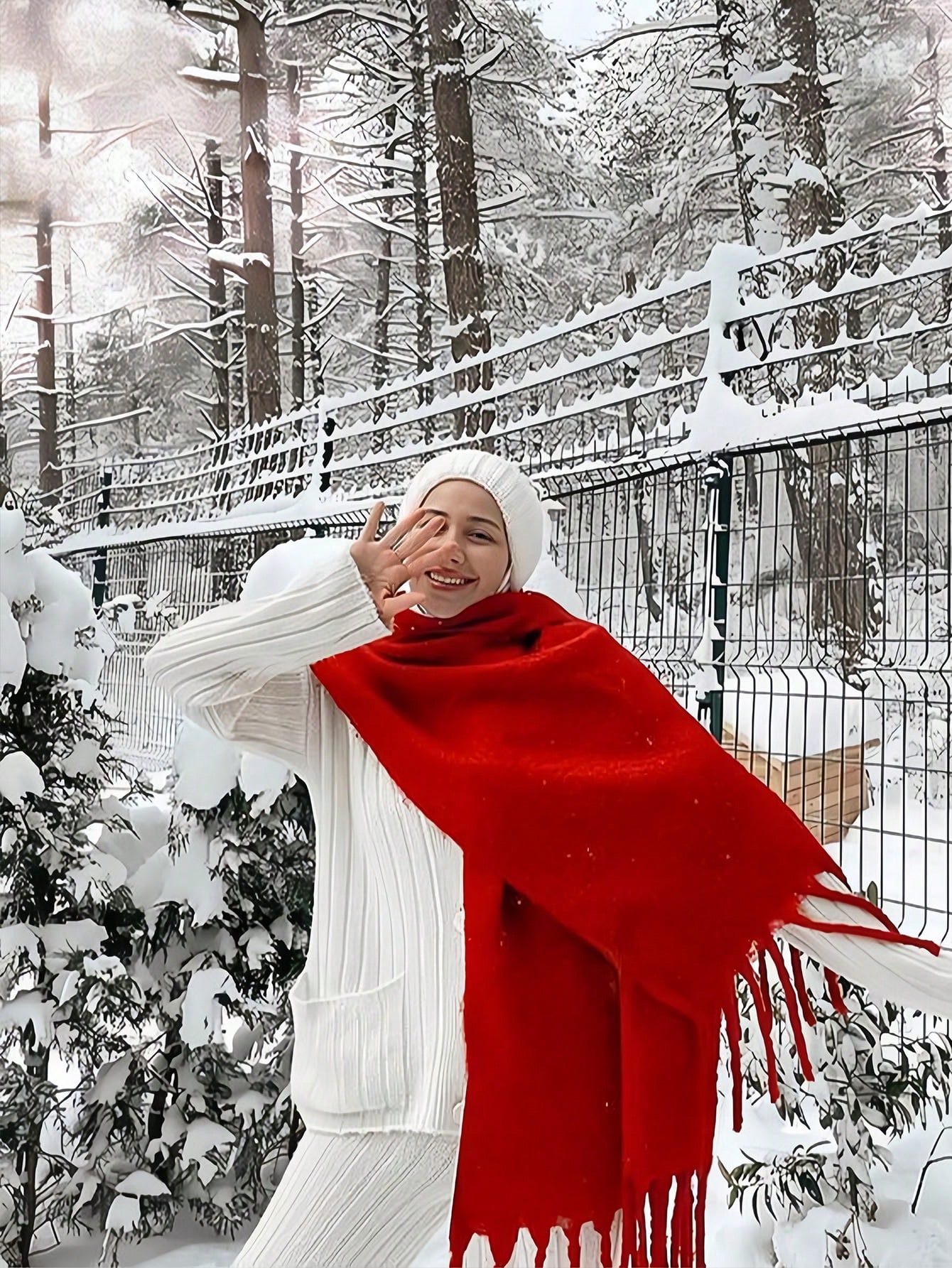 1 Women'solid Color Mohair Scarf Female Autumn Winter - Image 2