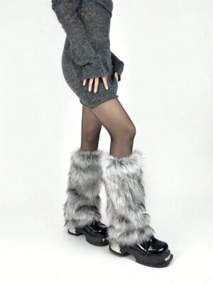 Hot Girl Calf Cover Fur Socks Set Imitation Fox Fur Grass Legs Set Thermal Lined Thickened Subculture Medium Socks1 Pair