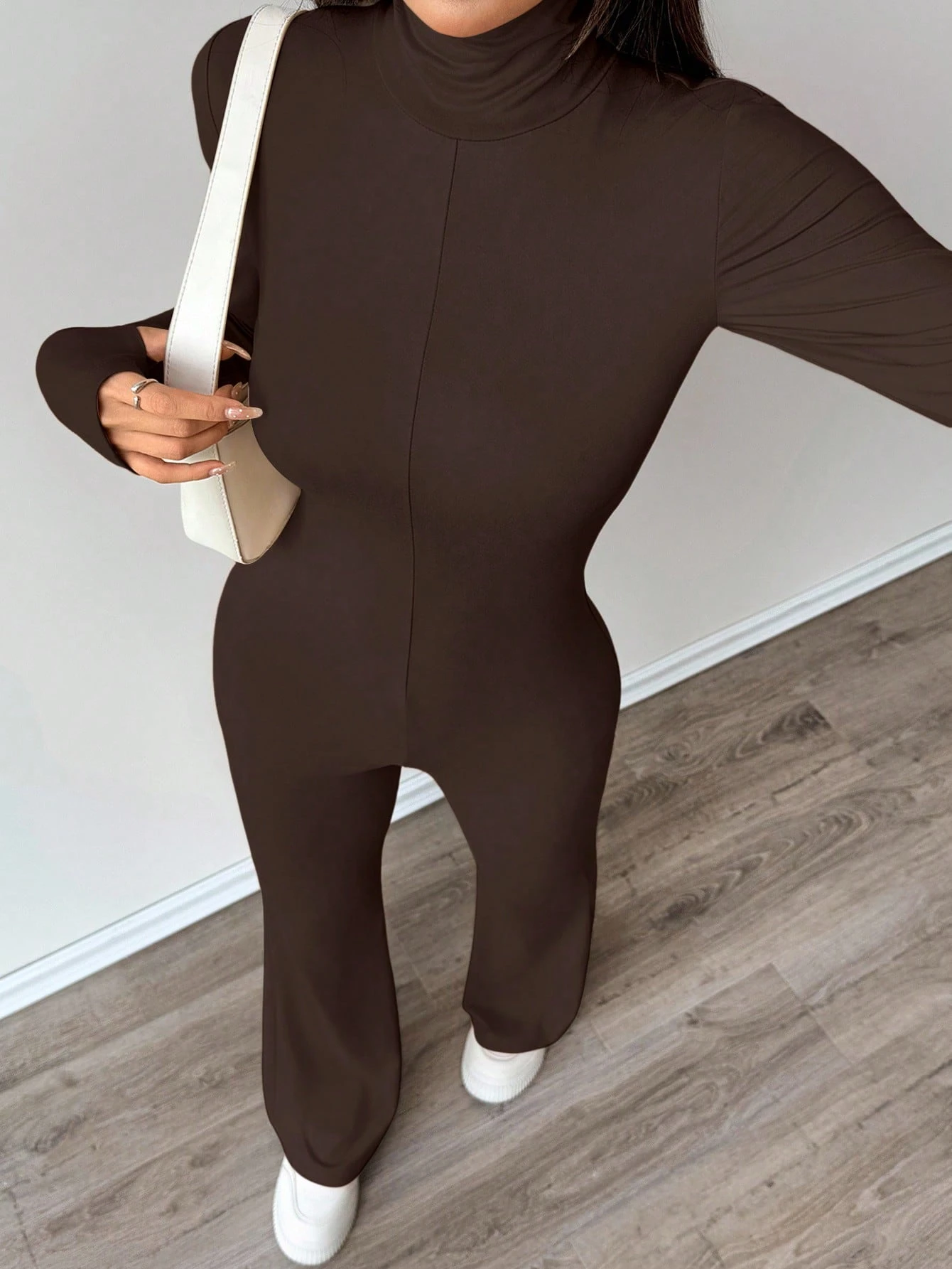 FavEase Black High Neck Fitted Flare Jumpsuit - Image 4