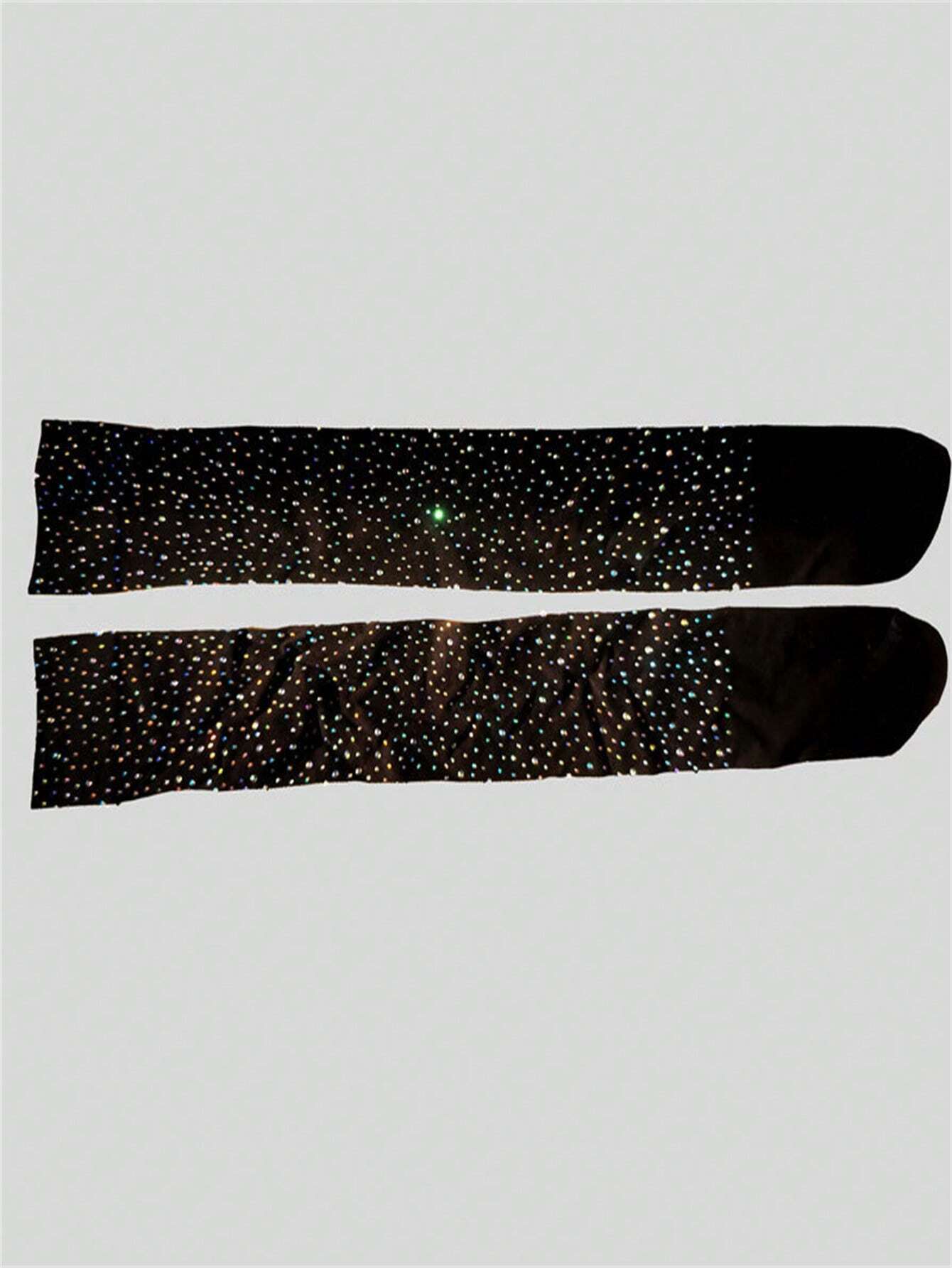 Oversized Black Embellished Knee-High Socks With Shiny Rhinestones - Image 7