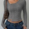 SHEIN BASICS Women's Casual Solid Color Knit Long Sleeve Slim-Fit Sweater