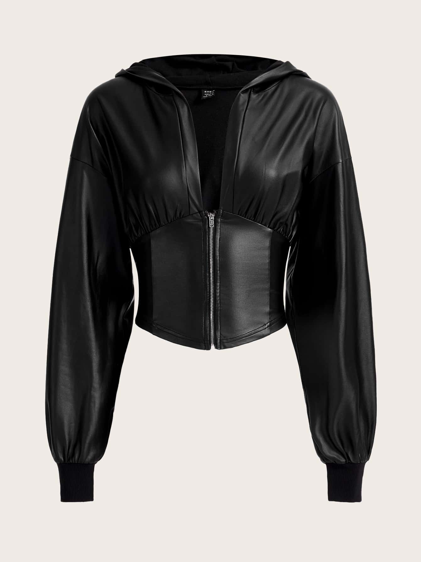 SHEIN ICON Drop Shoulder Zipper Hooded Y2k Crop Jacket In Fall/Winter