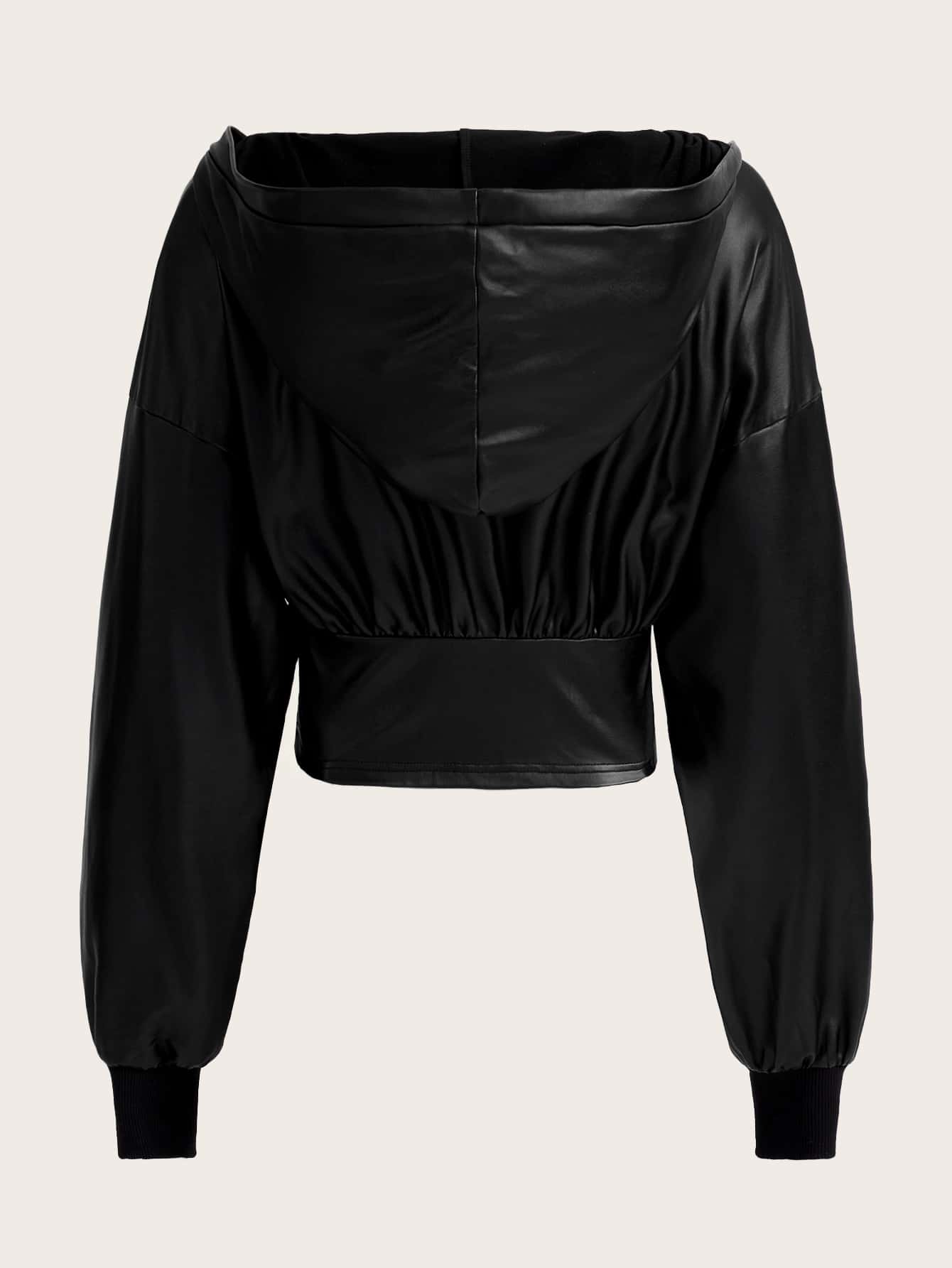 SHEIN ICON Drop Shoulder Zipper Hooded Y2k Crop Jacket In Fall/Winter - Image 2
