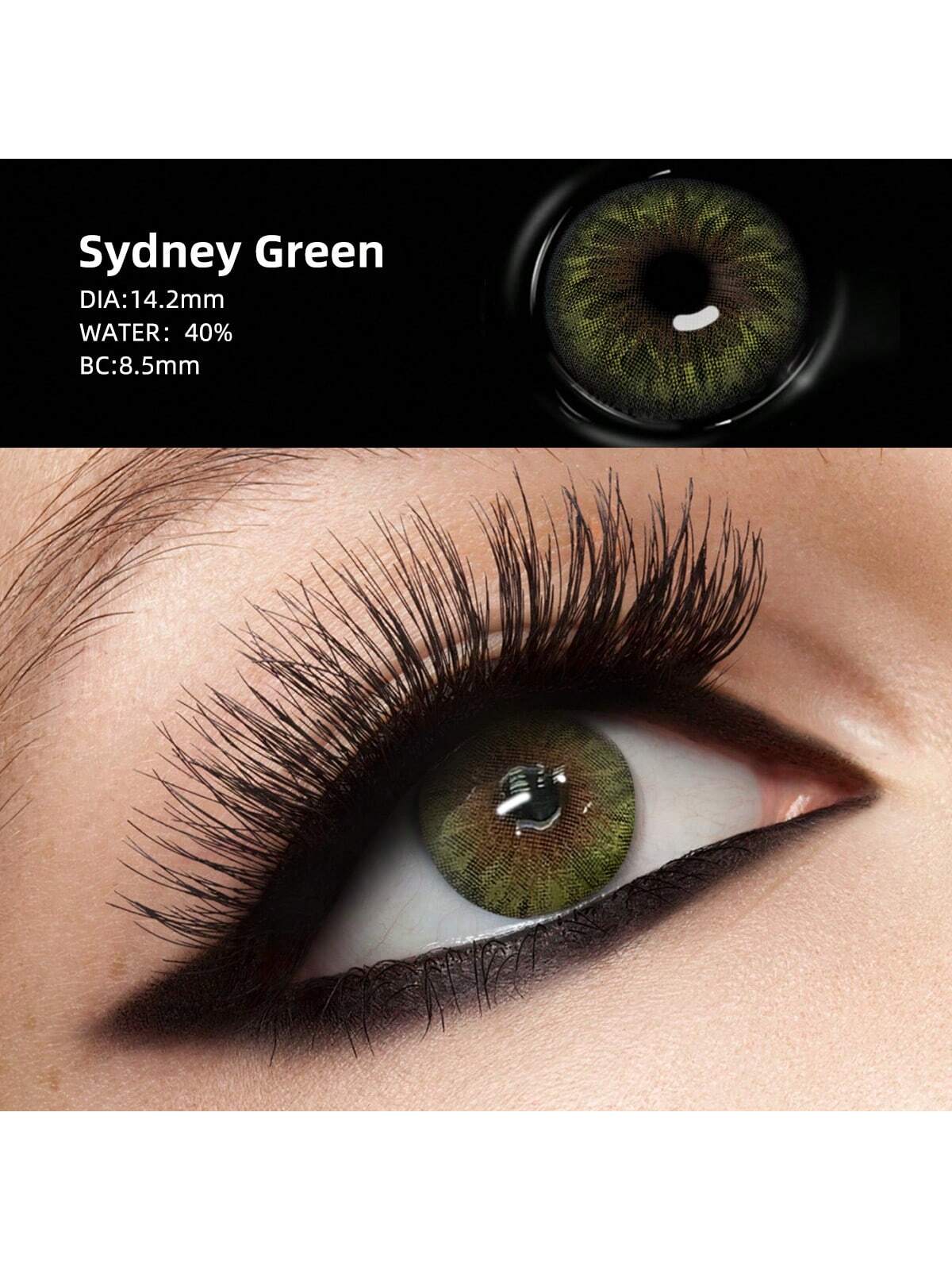 1 Pair Green Disposable Cosmetic Contact Lenses - Image 3