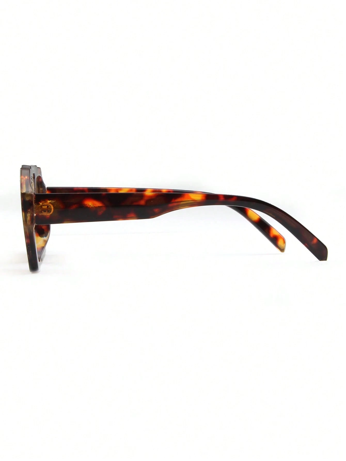 1 Pair Women's Leopard Print Polygon PC Frame Retro Double Bridge Fashionable Casual Style Glasses - Image 4