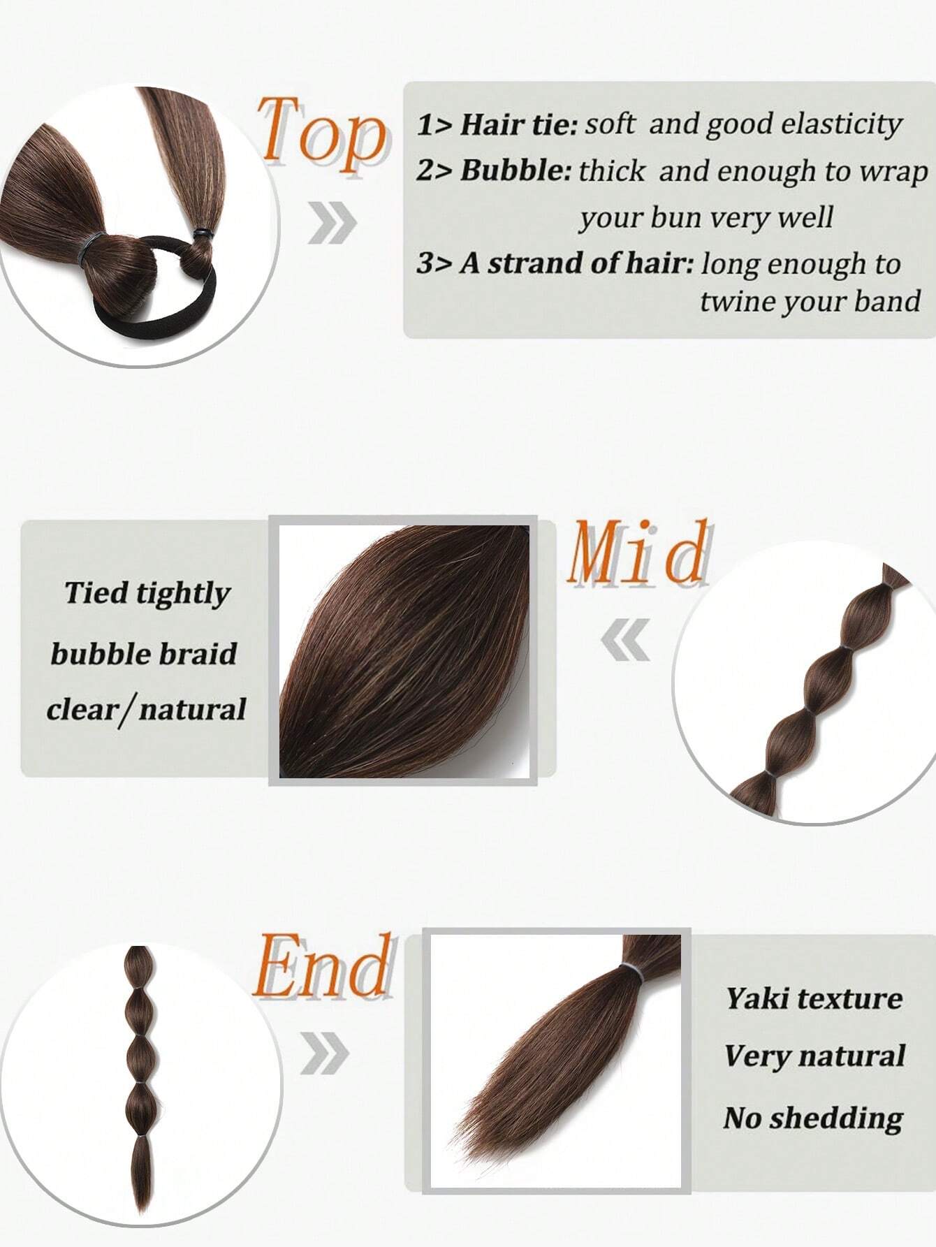 1pc Black Long Bubble Ponytail Extension For Women 28Inch Ponytail - Image 3