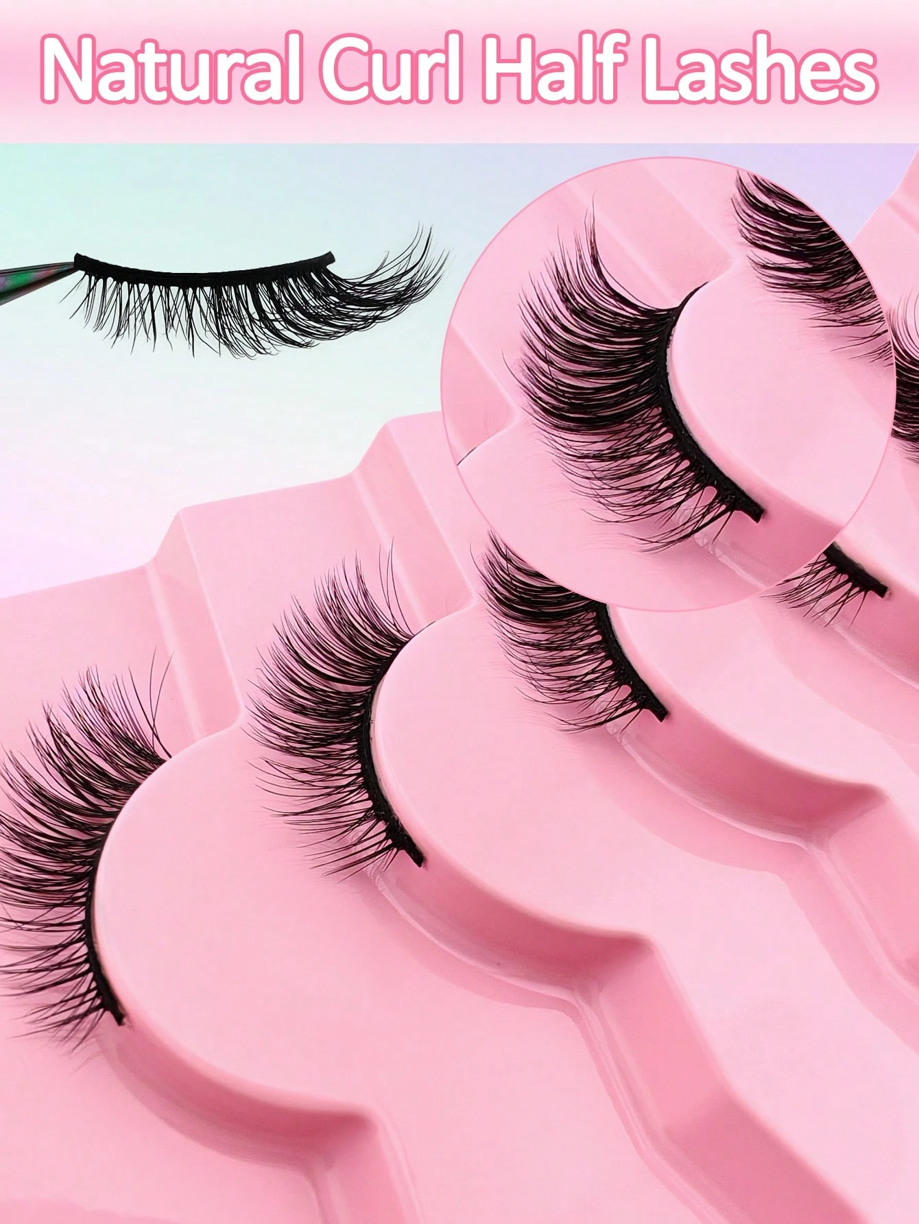 7 Pairs Half Lashes Full False Lashes 12mm Short Half Lashes Faux Mink Cat Eye Look - Image 8