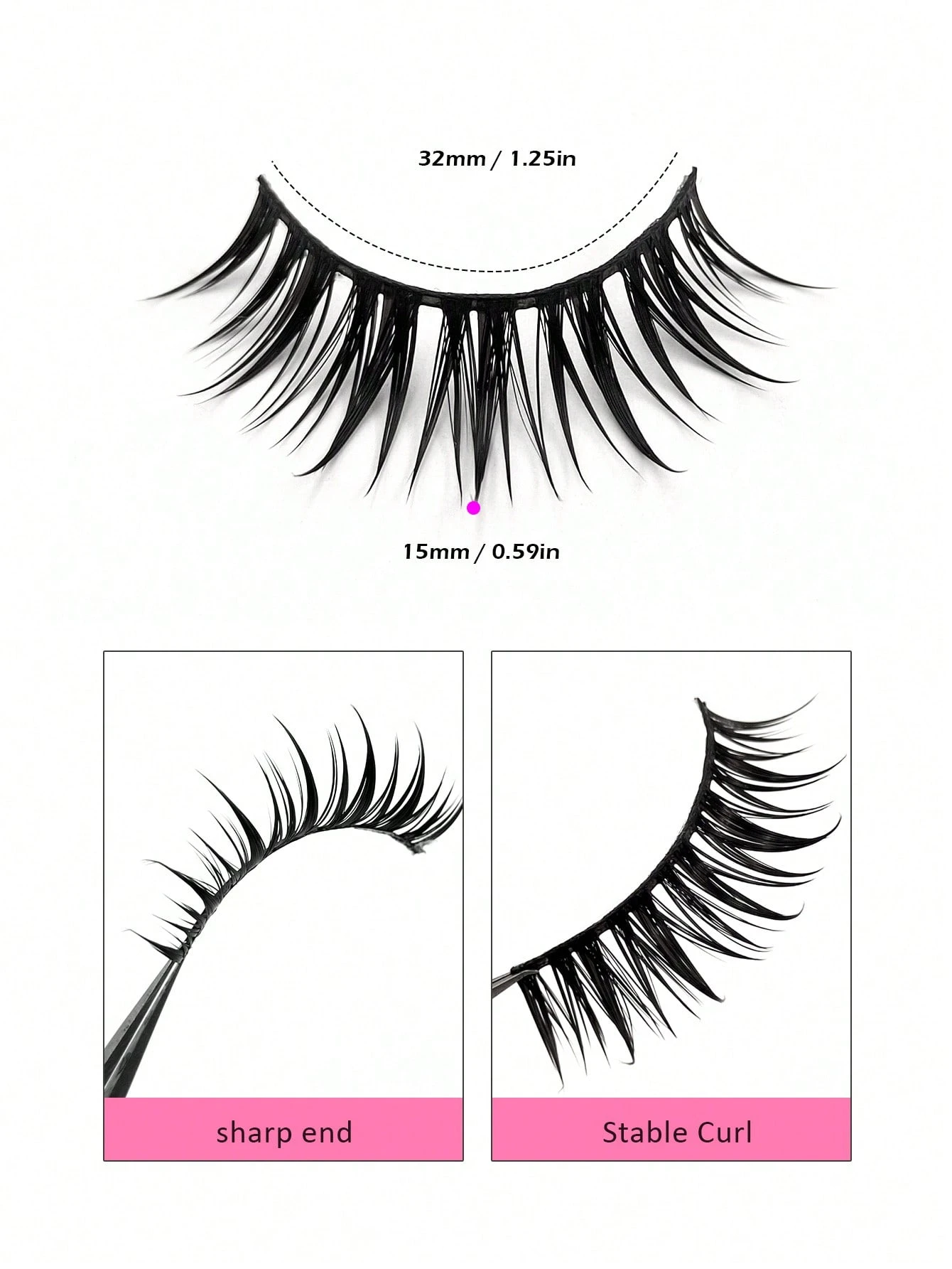 Asiteo 5 Pairs Anime Spiked False Eyelashes - Natural Thin Fake Lashes - Image 3