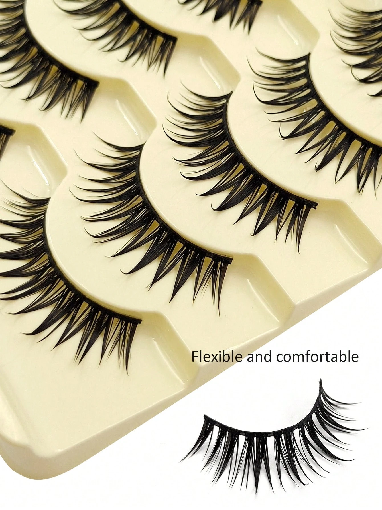 Asiteo 5 Pairs Anime Spiked False Eyelashes - Natural Thin Fake Lashes - Image 5