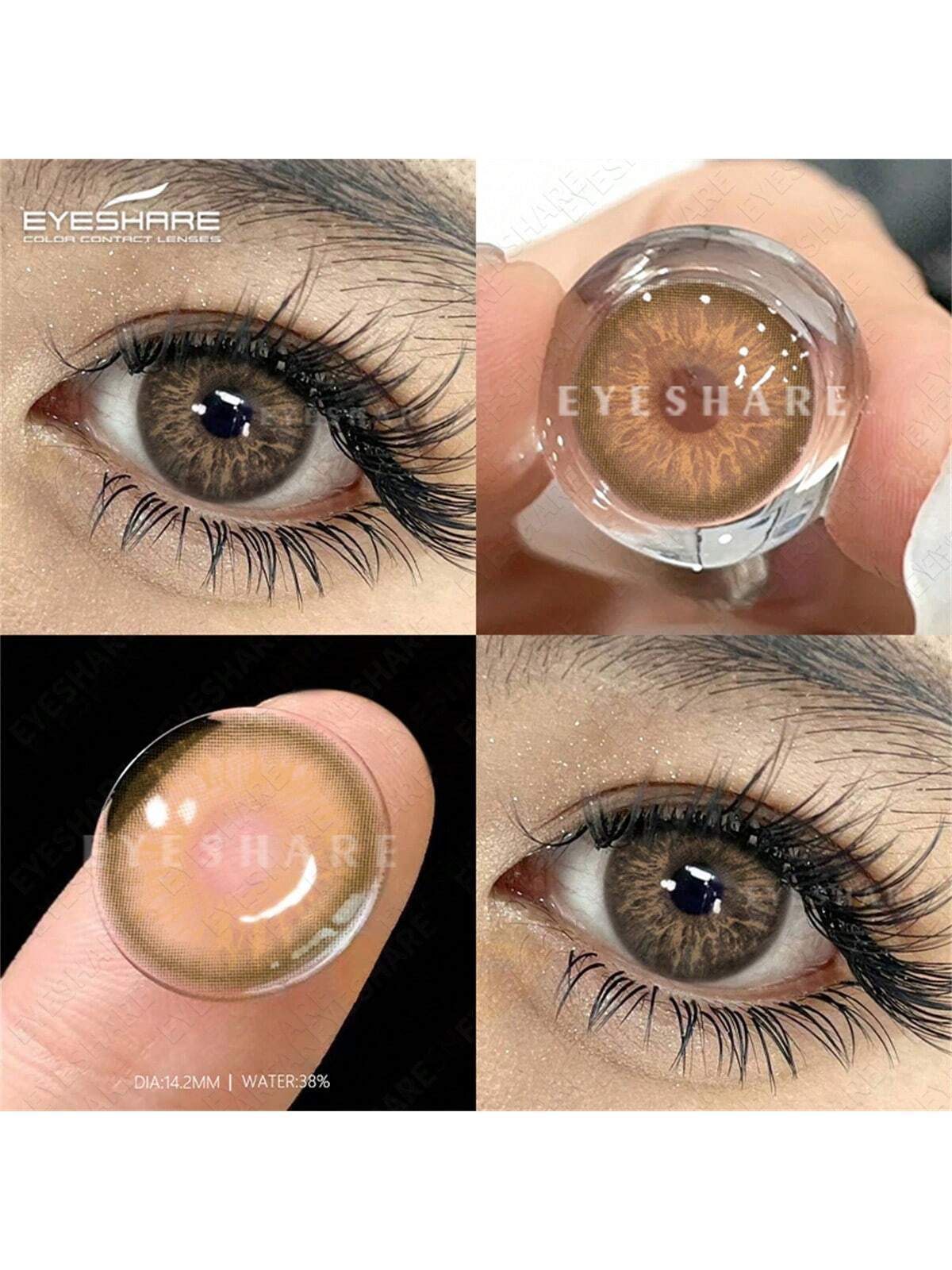 EYESHARE 2pcs Brown Color Contact Lenses Eye Makeup Soft Contact Lenses Annual - Image 3
