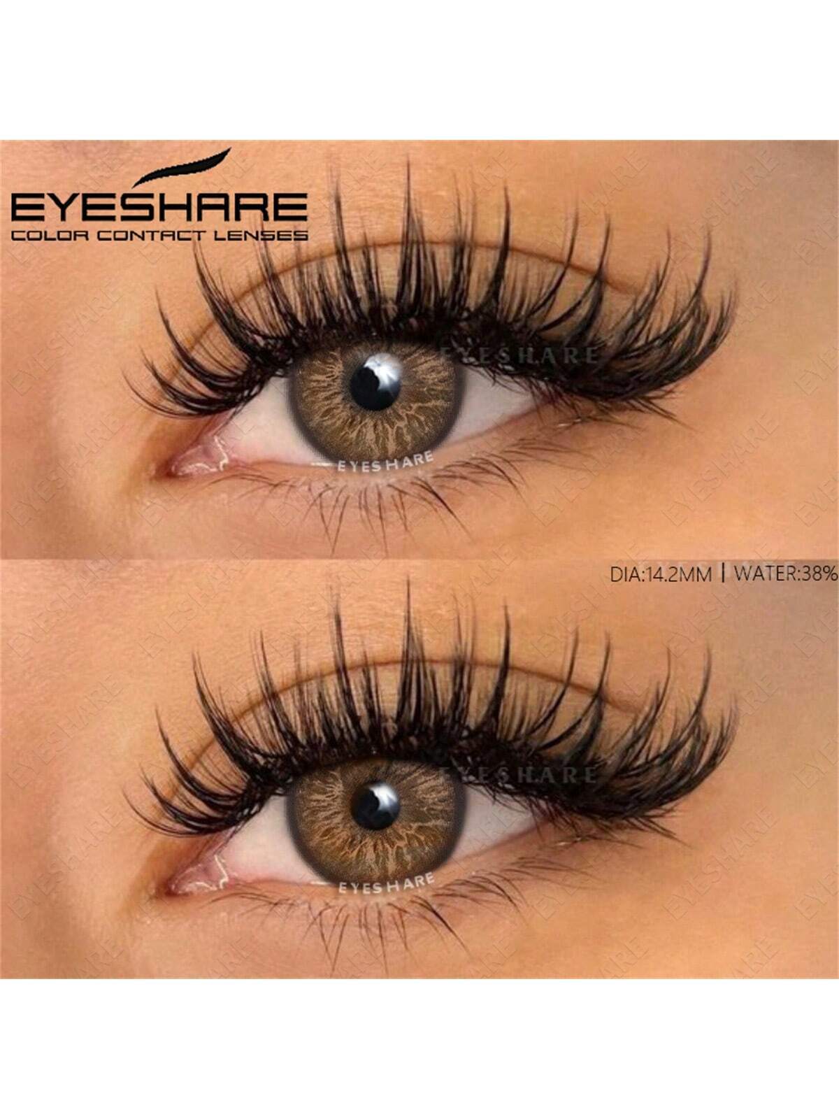 EYESHARE 2pcs Brown Color Contact Lenses Eye Makeup Soft Contact Lenses Annual - Image 4