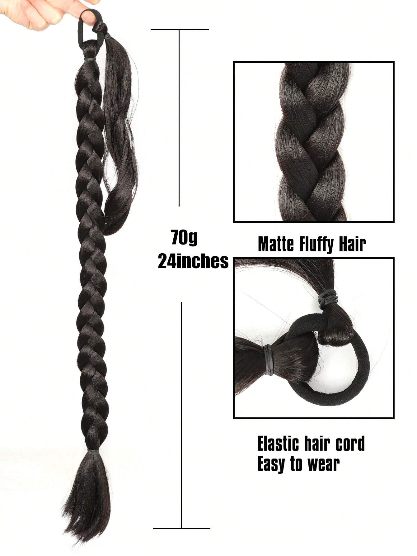 Ponytail Extensions Synthetic Boxing Braids Ponytail Hair Rope For Women High Temperature Fiber Black Brown Ponytail - Image 3