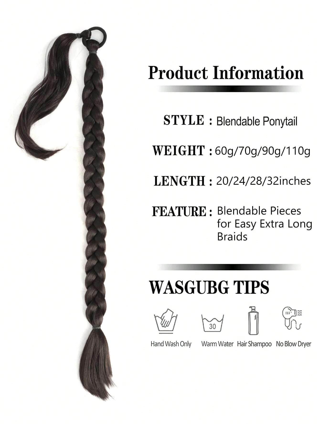 Ponytail Extensions Synthetic Boxing Braids Ponytail Hair Rope For Women High Temperature Fiber Black Brown Ponytail - Image 4