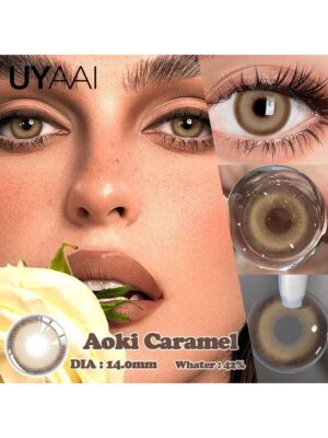 UYAAI UYAAl Colored Brown Contact Lenses For Eyes 1 Pair 1 Year Disposable Fashion Lenses