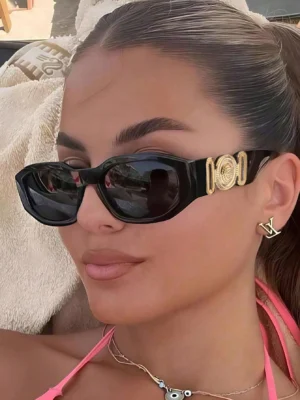 1pc Asymmetrical Small Frame Fashion Glasses, Polygon Unique Street Style Fashion Glasses