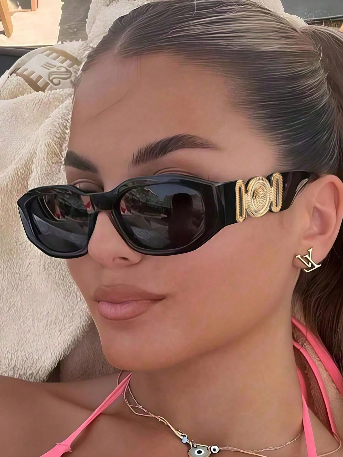 1pc Asymmetrical Small Frame Fashion Glasses, Polygon Unique Street Style Fashion Glasses