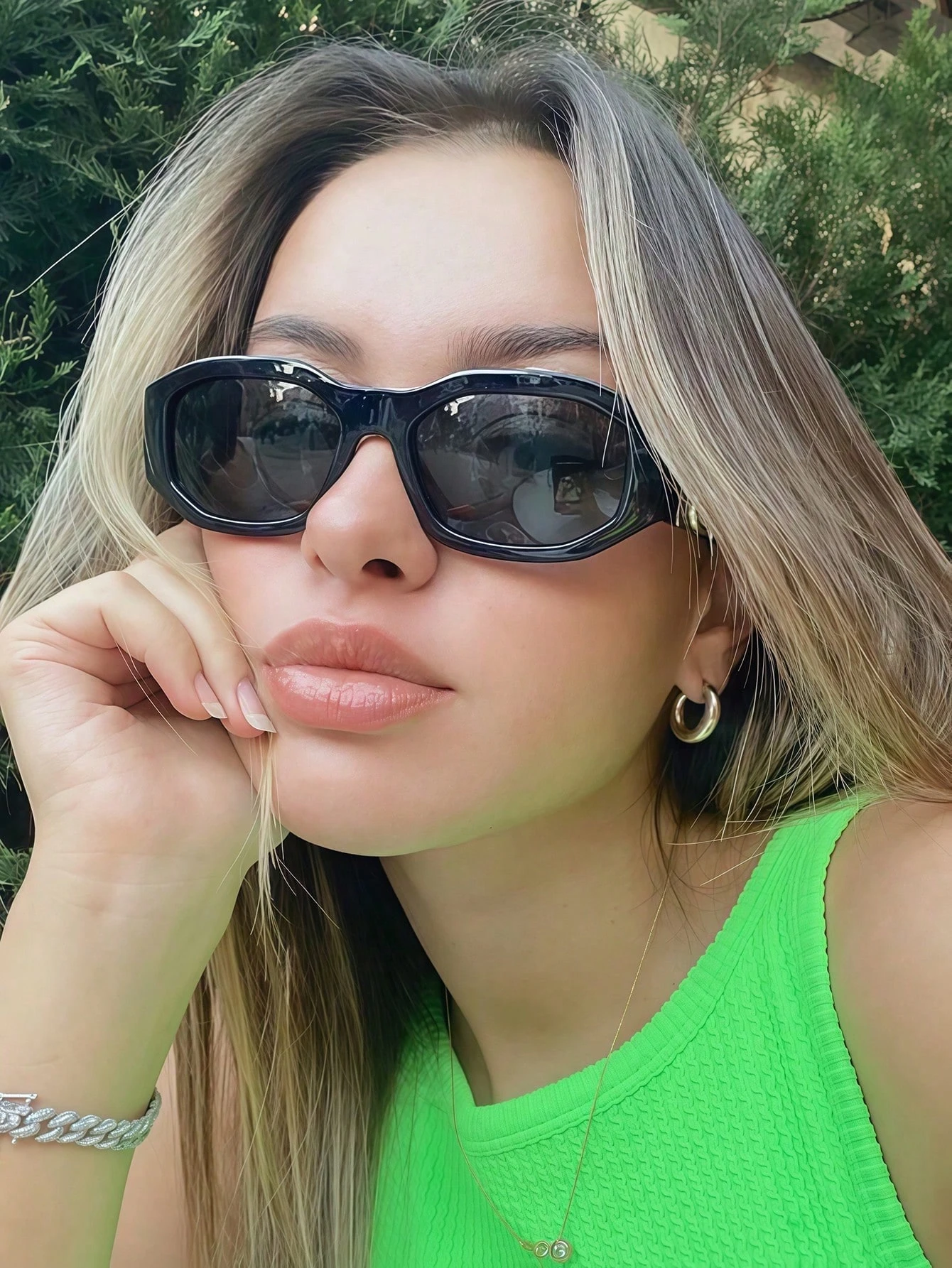 1pc Asymmetrical Small Frame Fashion Glasses, Polygon Unique Street Style Fashion Glasses - Image 2