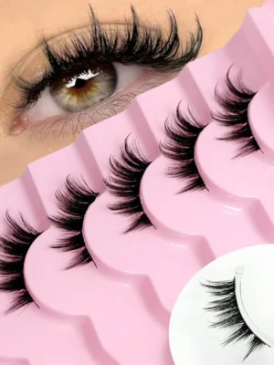 7 Pairs Natural Look Half-Lash False Eyelashes, Fluffy Soft Cat Eye Style