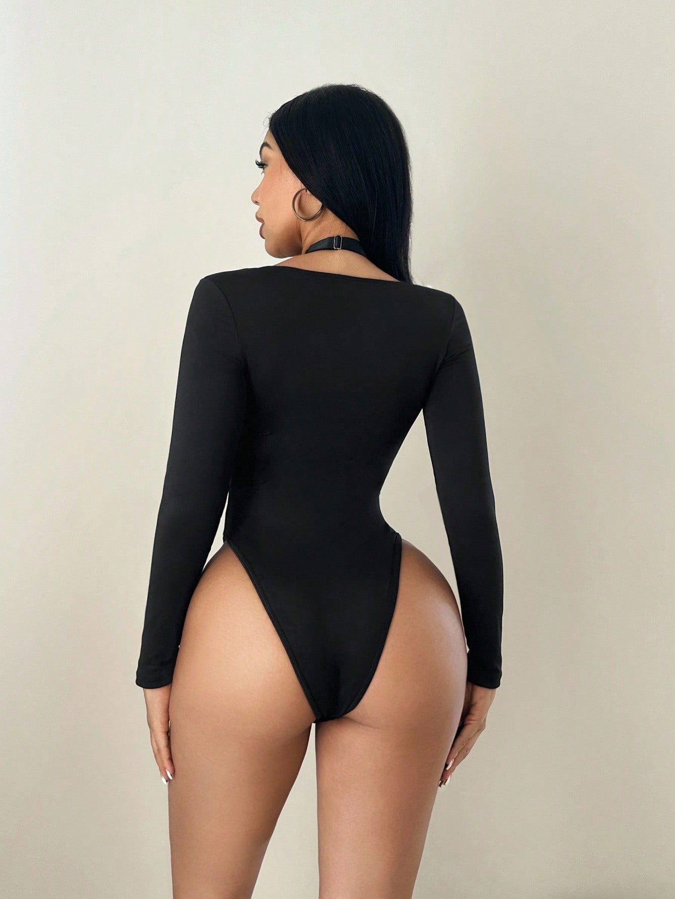 Sirith Women's Autumn/Winter Studded Knit Ruched Long Sleeve Bodysuit - Image 2