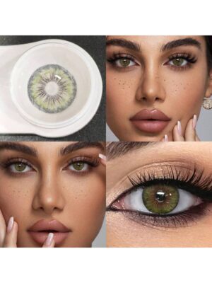 1 Pair Of Natural Green Soft Contact Lenses, Yearly Replacement, 14.5mm Diameter