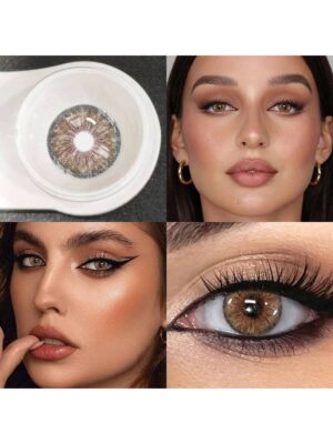 1 Pair Of Natural Brown Soft Contact Lenses, Yearly Replacement, 14.5mm Diameter