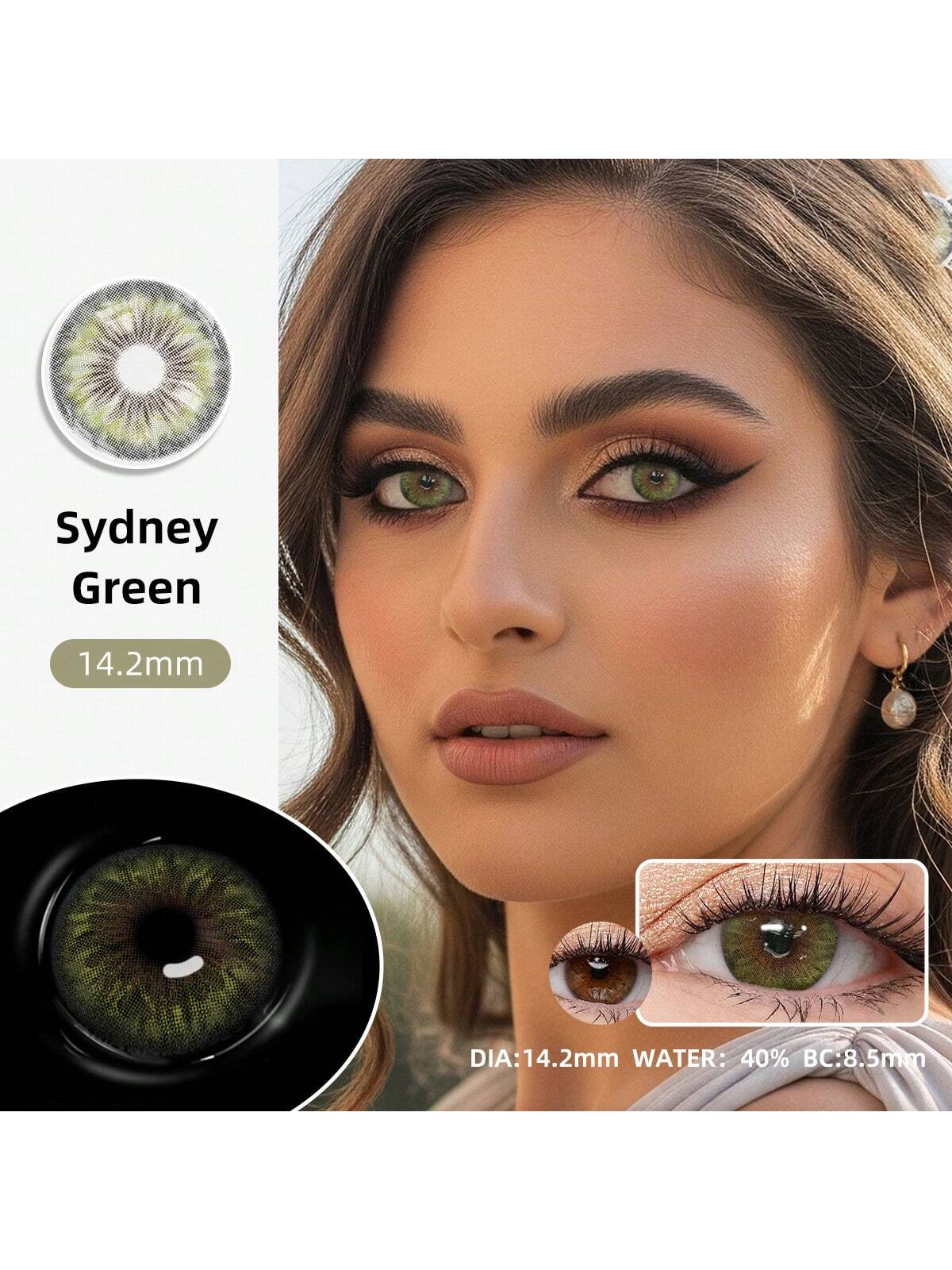 1 Pair Of Natural Green Soft Contact Lenses, Yearly Replacement, 14.5mm Diameter - Image 2
