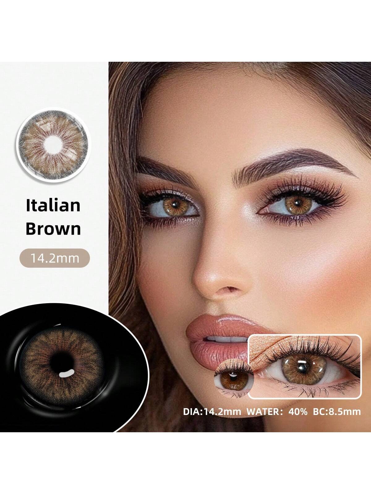 1 Pair Of Natural Brown Soft Contact Lenses, Yearly Replacement, 14.5mm Diameter - Image 2