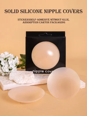 1 Pair Reusable Solid Color Nipple Covers With Storage Box, 8cm Thin Invisible Bra Pasties Suitable