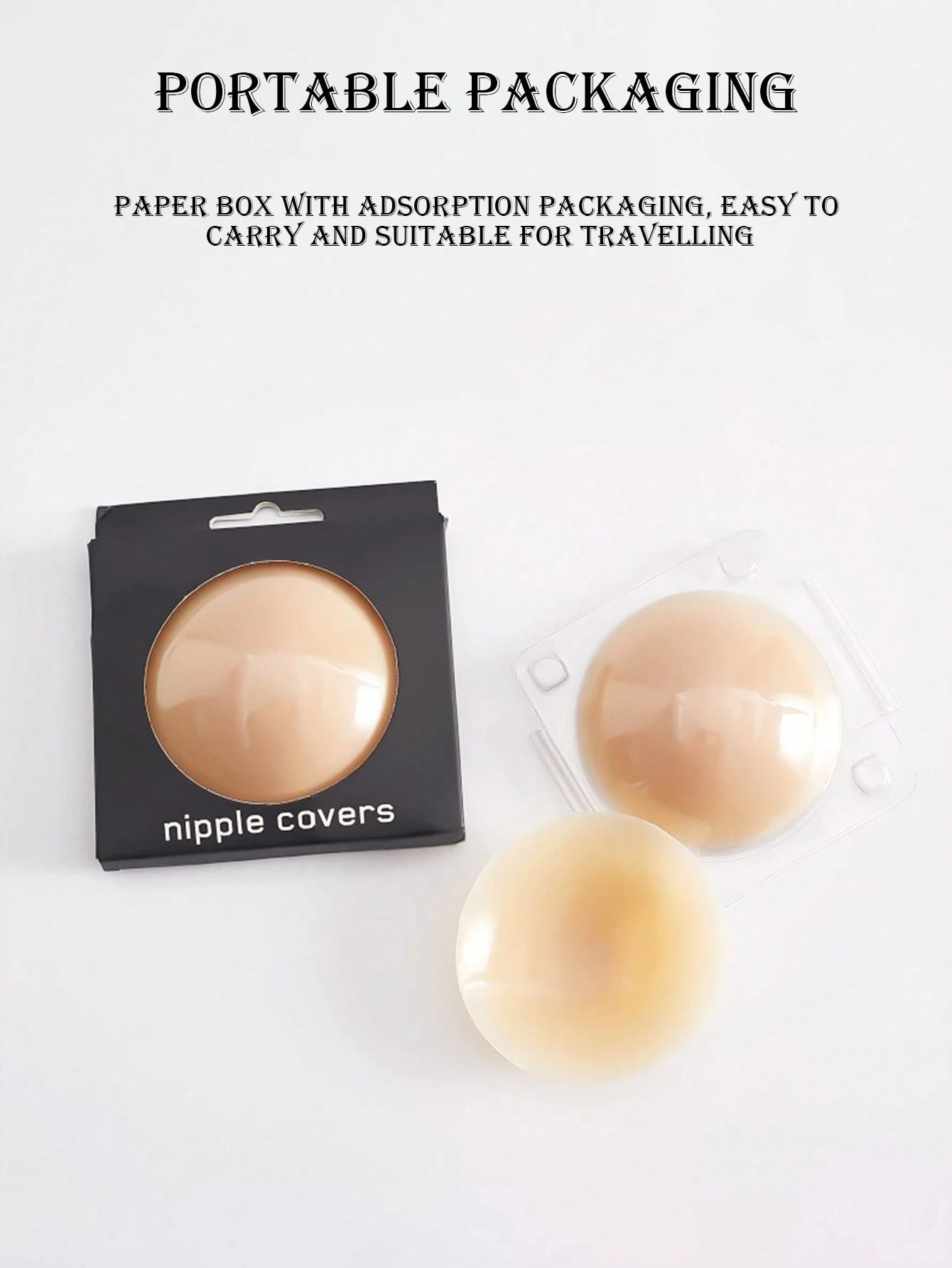 1 Pair Reusable Solid Color Nipple Covers With Storage Box, 8cm Thin Invisible Bra Pasties Suitable - Image 2