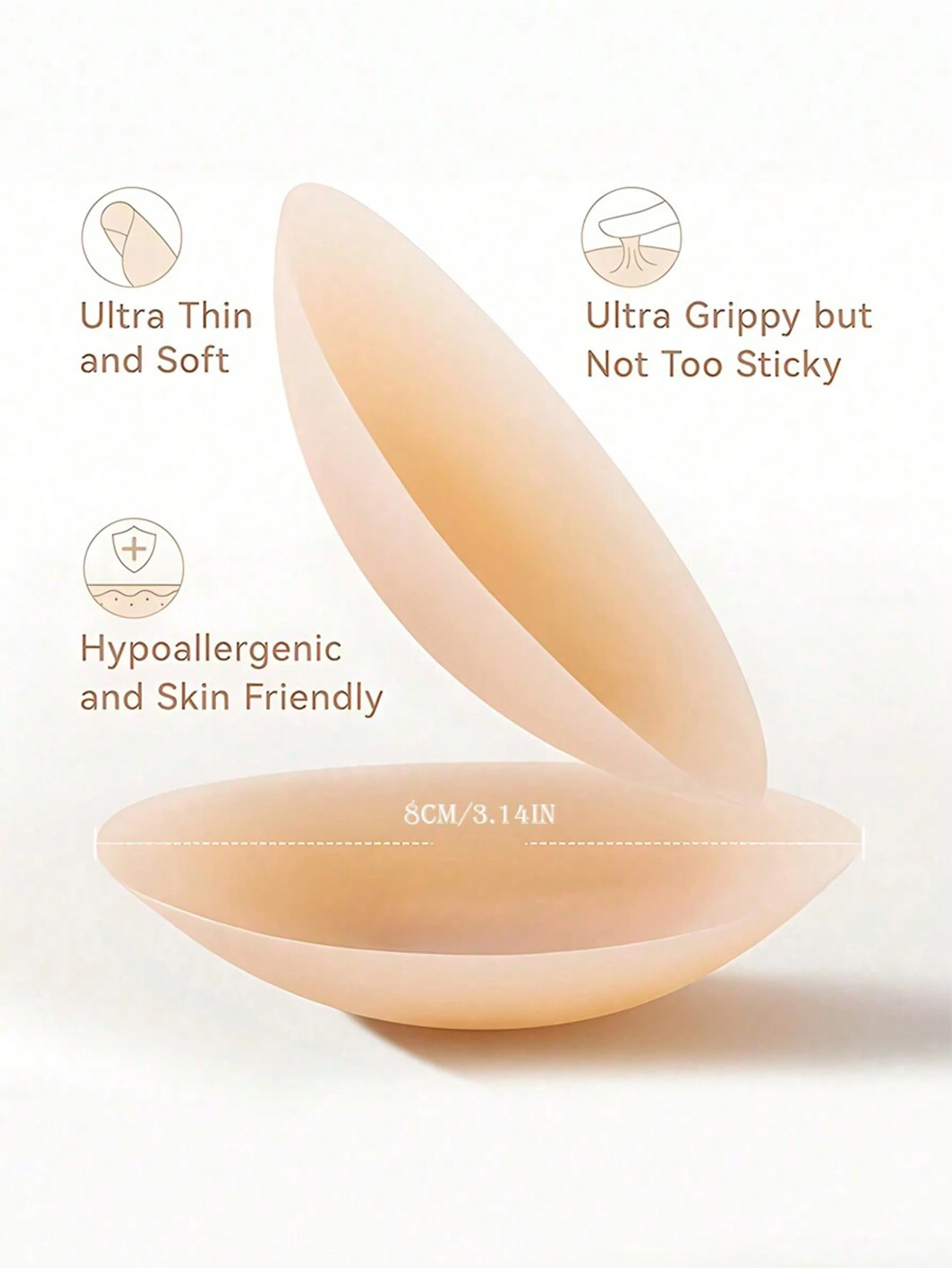 1 Pair Reusable Solid Color Nipple Covers With Storage Box, 8cm Thin Invisible Bra Pasties Suitable - Image 6